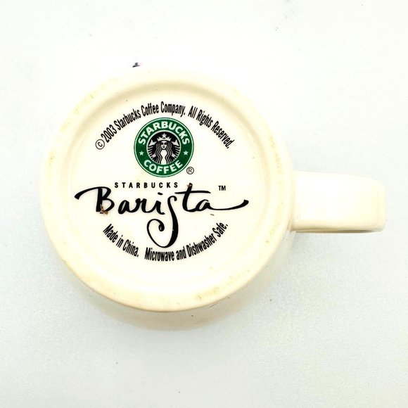 Starbucks Abbey Coffee Espresso Cup/White Mug & Green Pinstripe: Super Rare 2003 - Picture 5 of 6